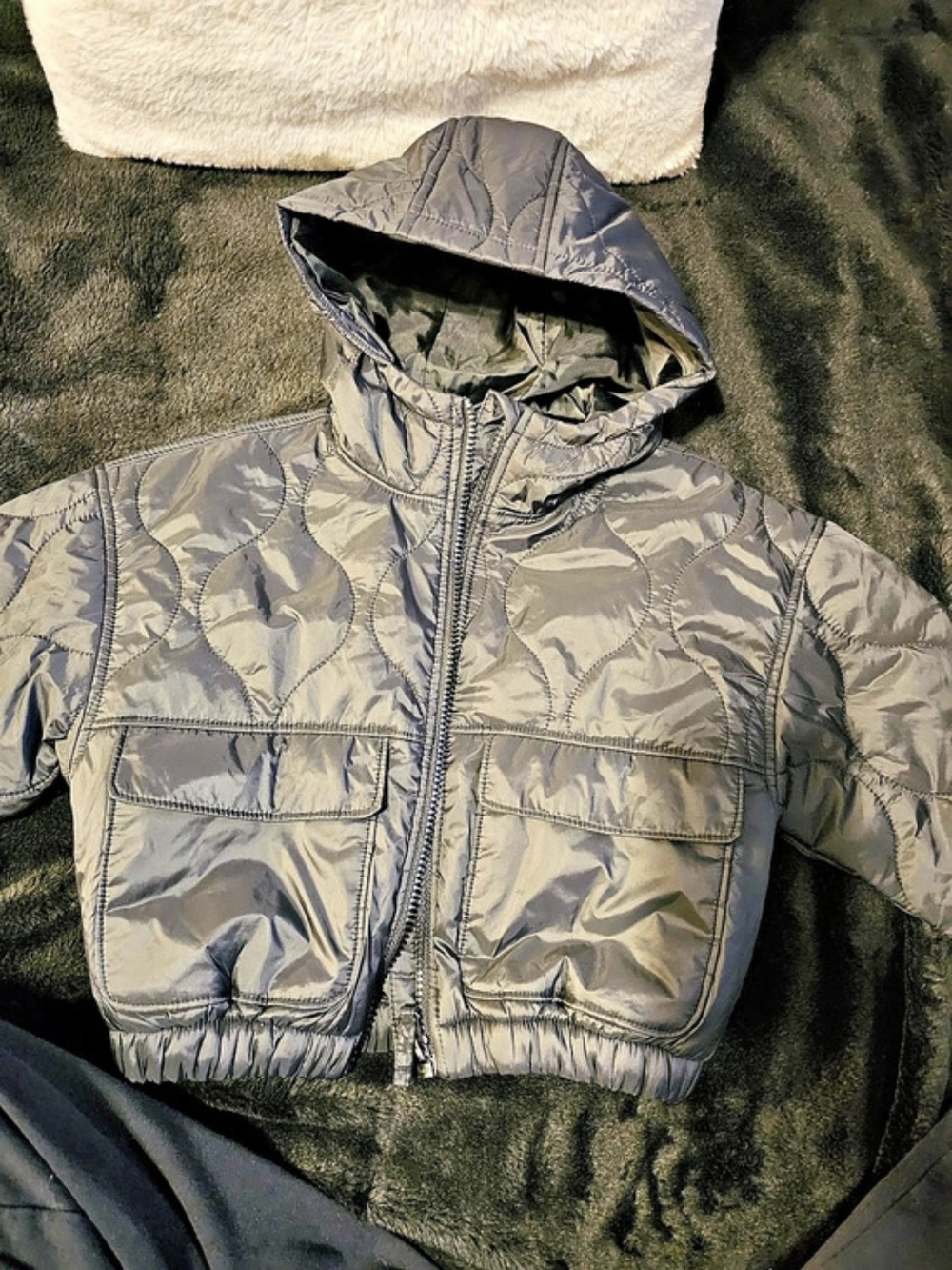 Old Navy Quilted Hooded Puffer Jacket Black XS 5